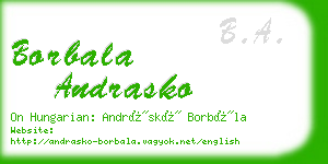 borbala andrasko business card